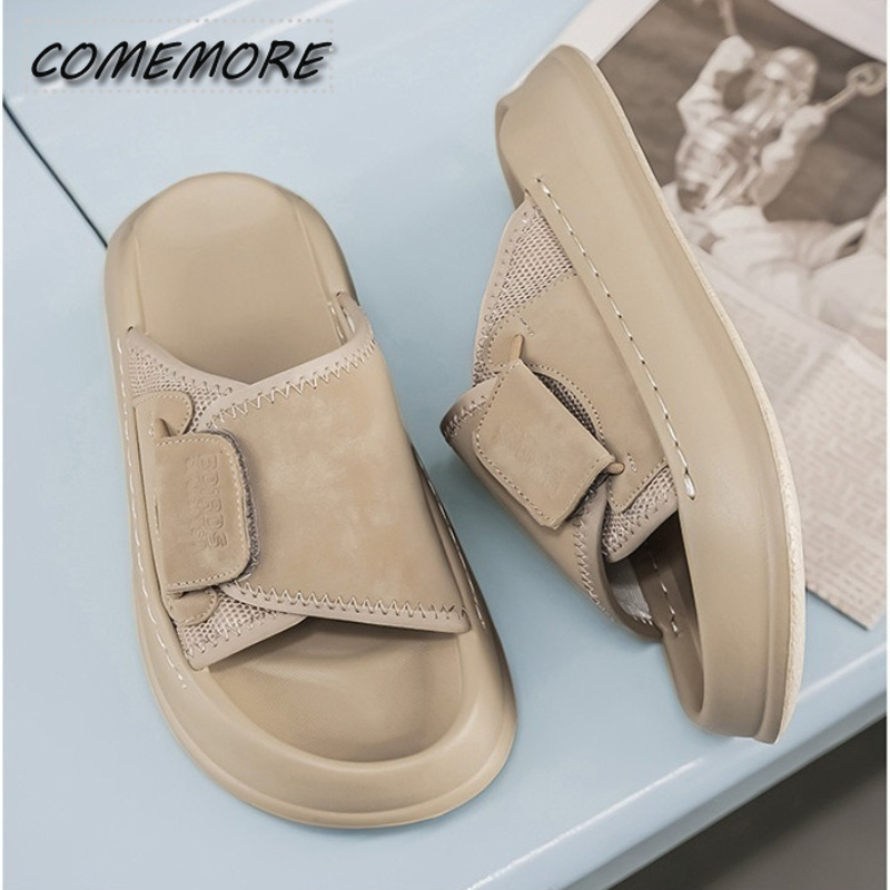 Men'S Shoes With Velcro - Comemore Men's Thick-Soled Indoor Outdoor Slippers