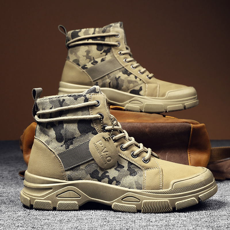 Men Shoes Everyday - High-Top Boots for Men Autumn Camouflage