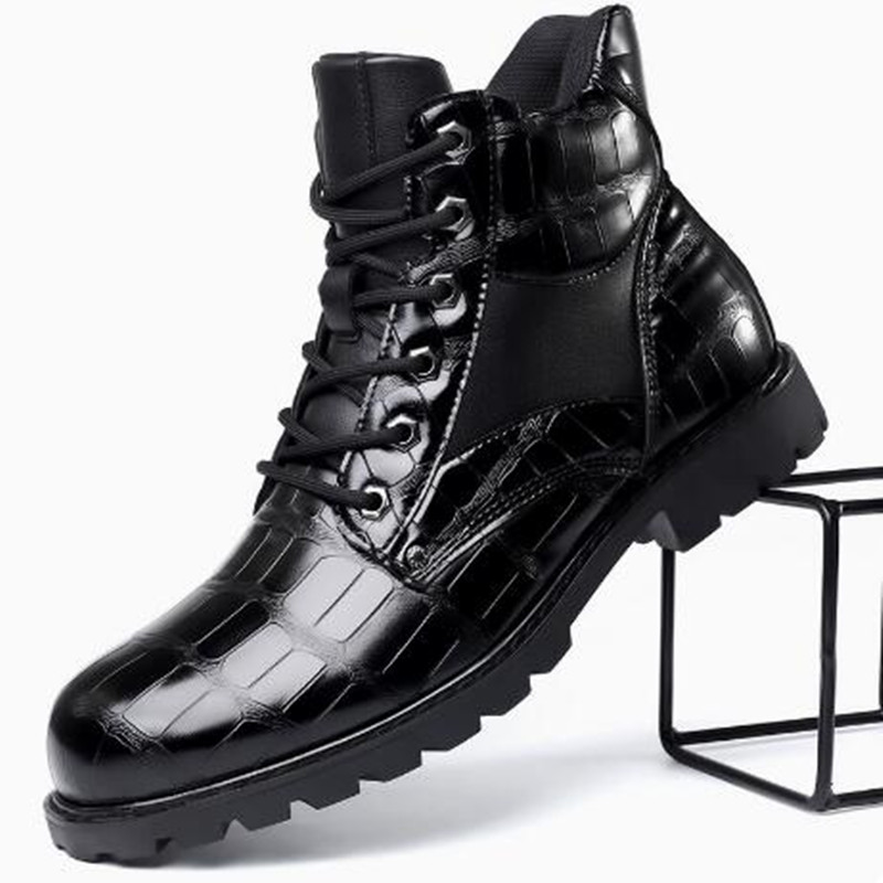 Men Shoes Brands - Brand Men Boots Grid Pattern Square