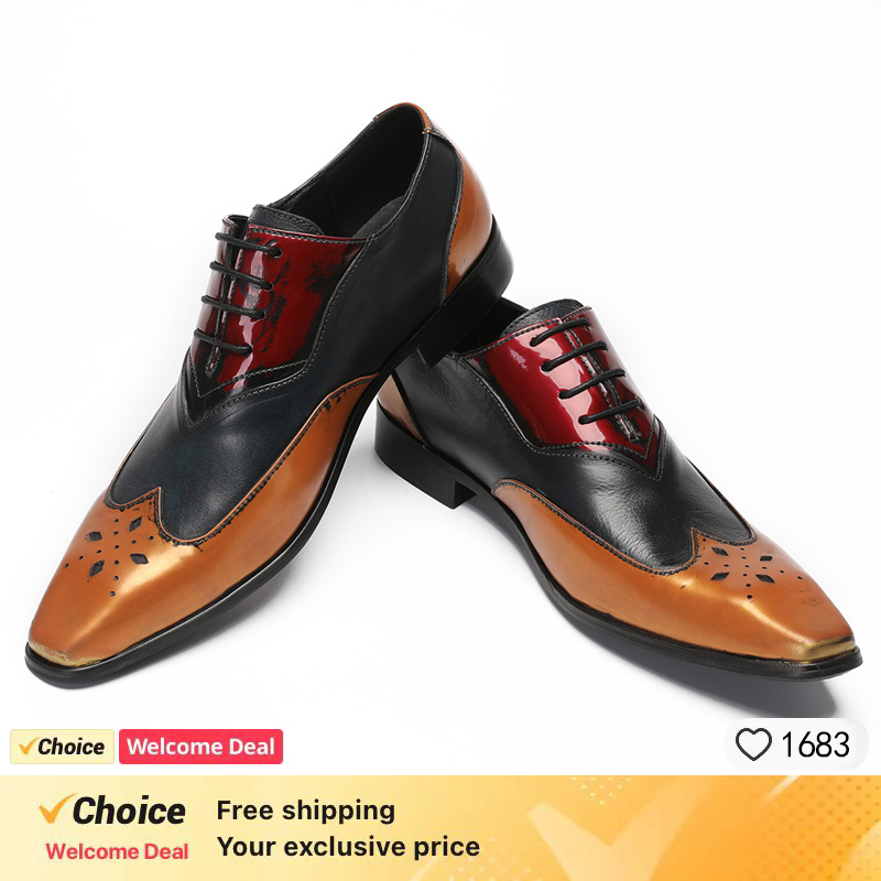 LUXURY MEN'S OXFORD SHOES BLAC - đánh giá và giá Oxford Brogue Leather