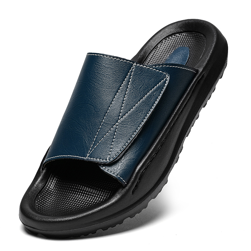 Easy-top Leather Slide Slipper - đánh giá và giá Men'S Shoes With Velcro