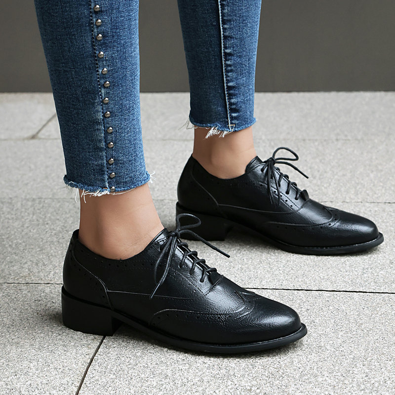 Brogue Oxford Shoes Women Lace - đánh giá và giá Oxford Brogue Leather