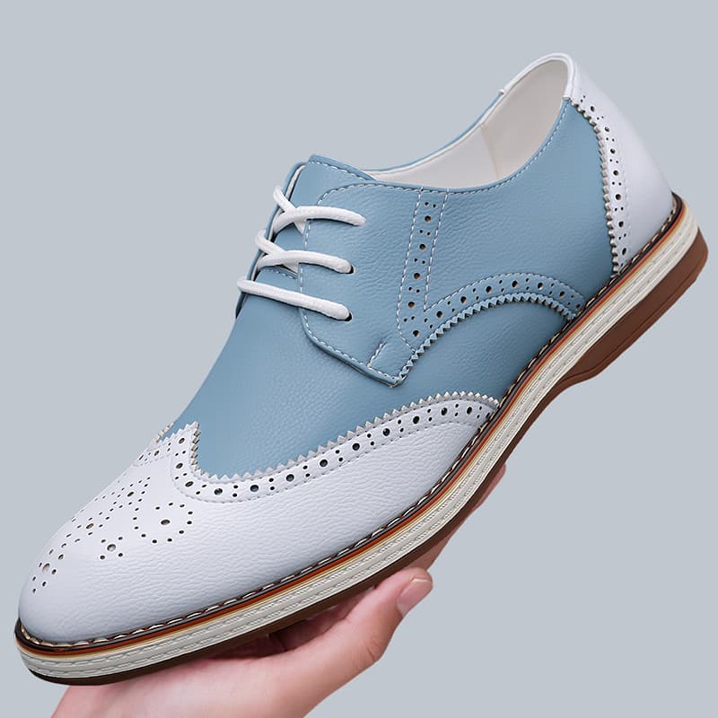 Mens White Blue Two Tone Brogu - đánh giá và giá Oxford Brogue Leather