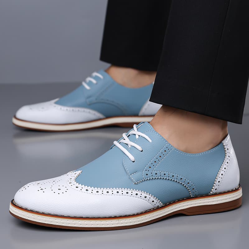 Mens White Blue Two Tone Brogu - đánh giá và giá Oxford Brogue Leather