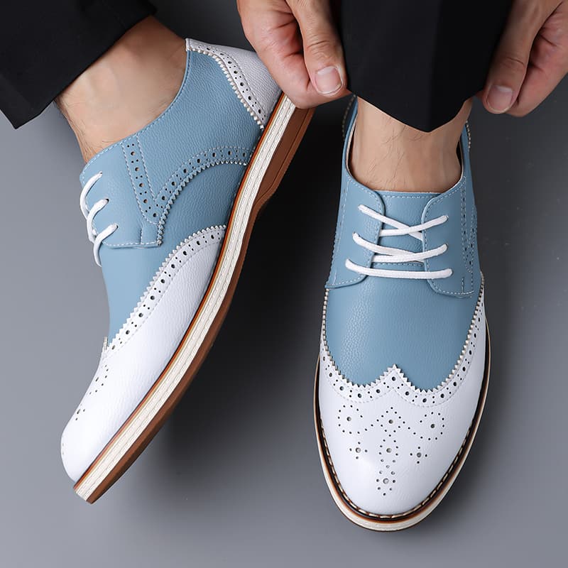 Mens White Blue Two Tone Brogu - đánh giá và giá Oxford Brogue Leather