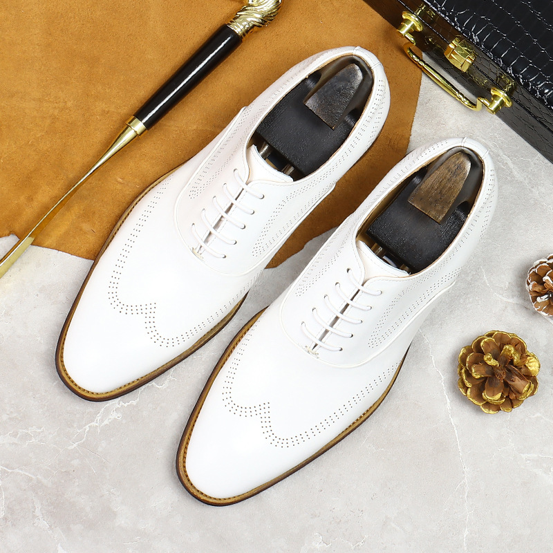White Concise Wear-Resistant G - đánh giá và giá Oxford Brogue Leather