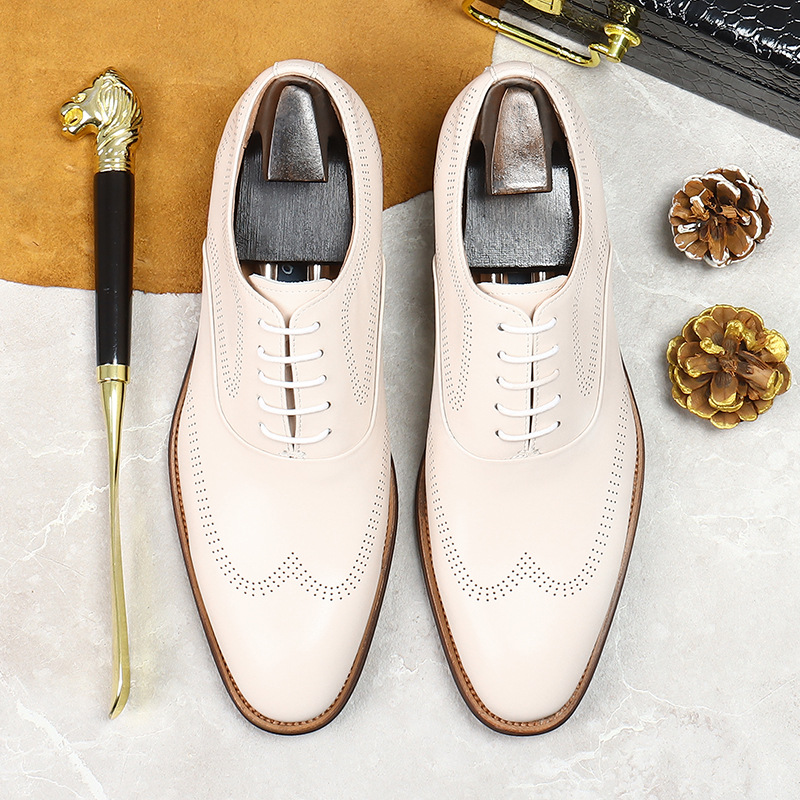 White Concise Wear-Resistant G - đánh giá và giá Oxford Brogue Leather