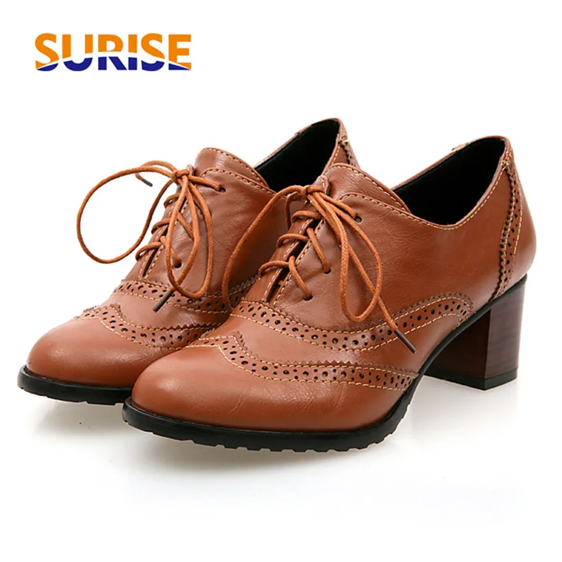 British Women Oxfords High Blo - đánh giá và giá Oxford Brogue Leather