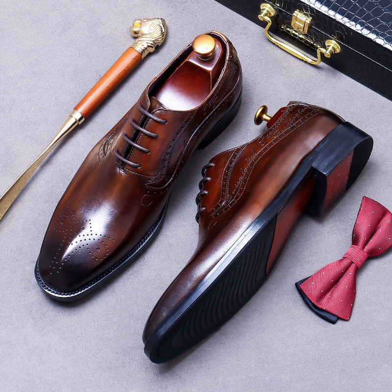 Men's Vintage Script Embossed  - đánh giá và giá Oxford Brogue Leather