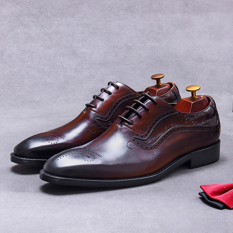 Men's Vintage Script Embossed  - đánh giá và giá Oxford Brogue Leather